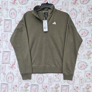 Adidas Women's Small Olive Strata Multisport 1/4 Zip Pullover Sweatshirt JD9950